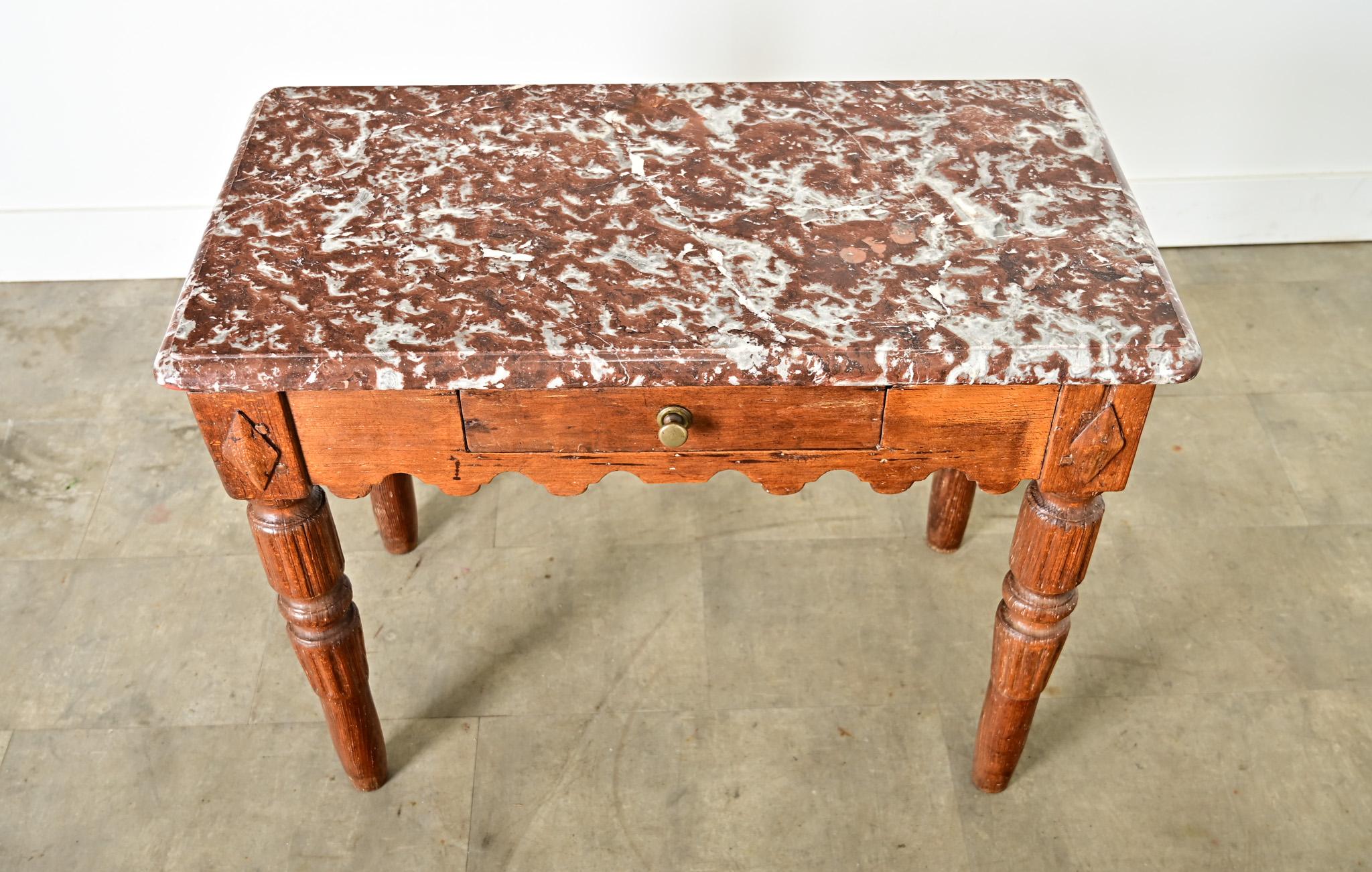 Provincial français Table de boucherie française du 19ème siècle à plateau de marbre en vente