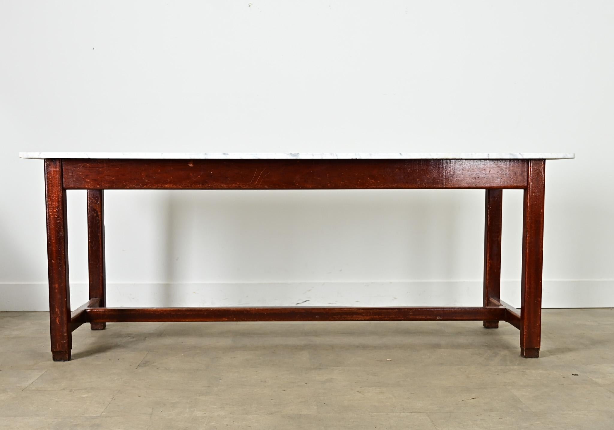 Mesa de labranza francesa del siglo XIX con tapa de mármol Tallado en venta