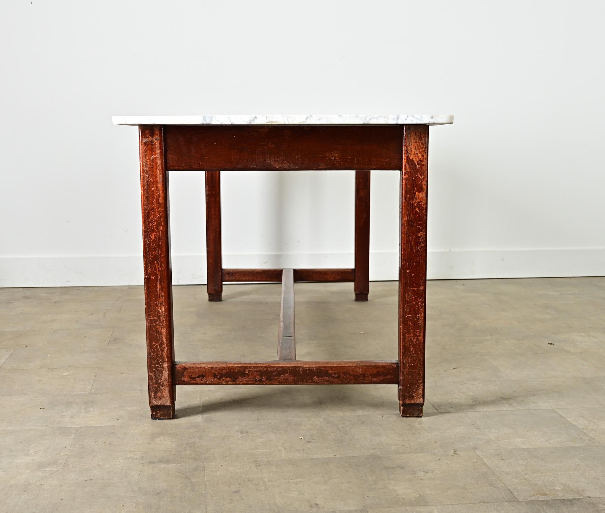 Mesa de labranza francesa del siglo XIX con tapa de mármol Mármol en venta