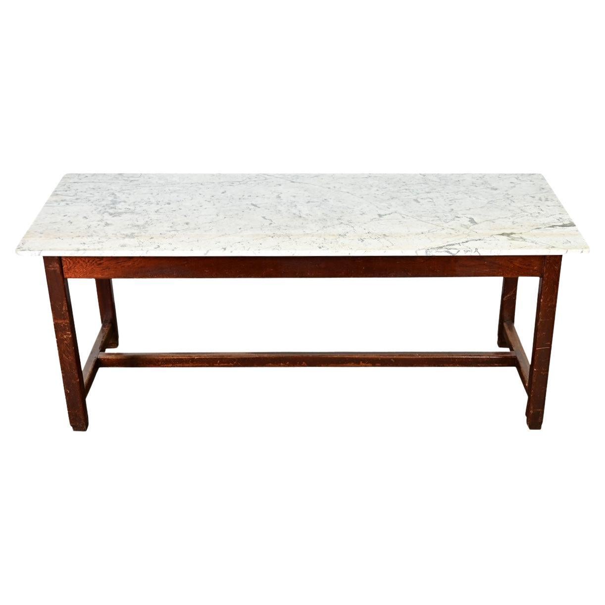 French 19th Century Marble Top Farm Table