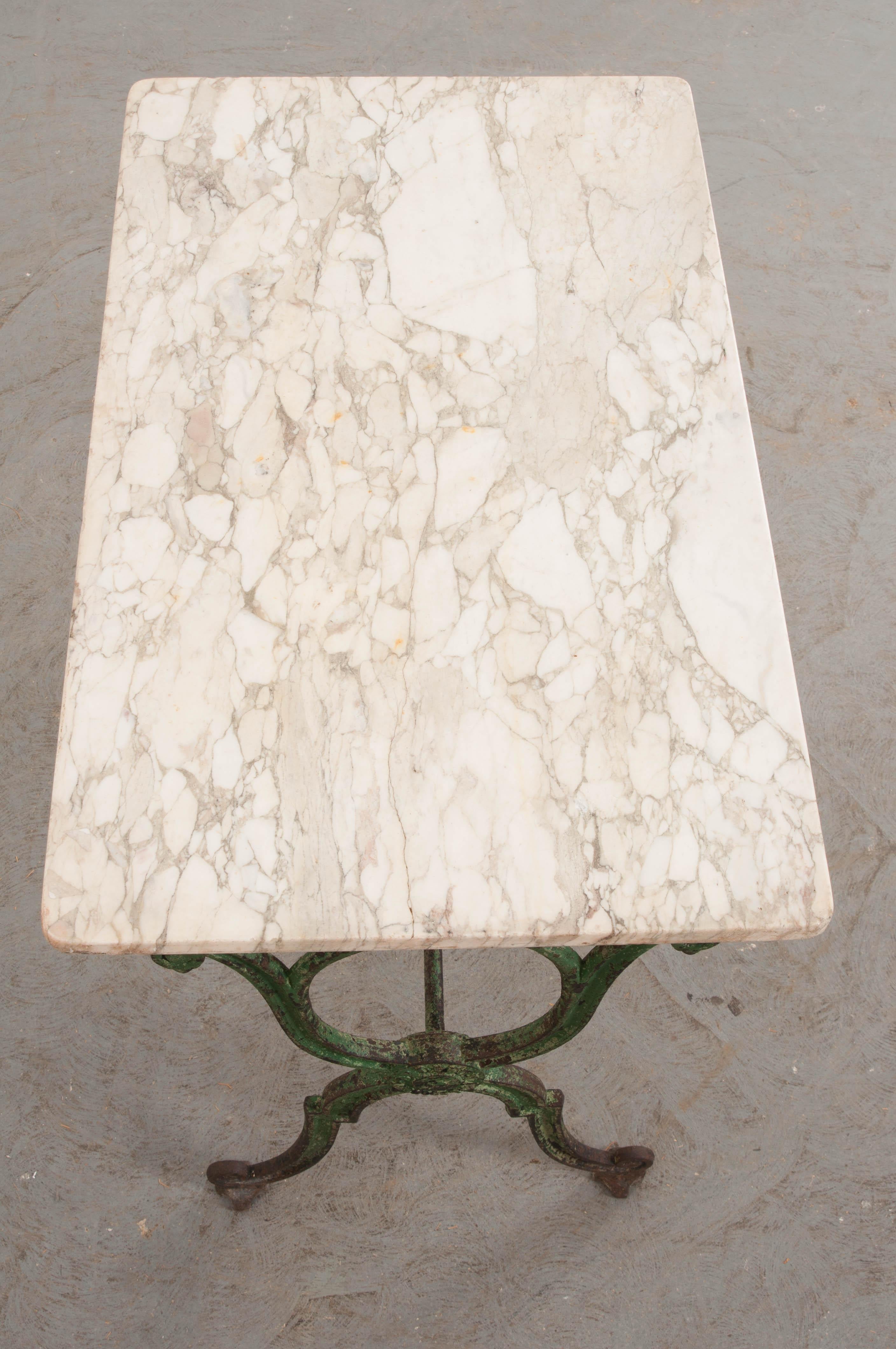 French 19th Century Marble-Top Garden Table In Good Condition In Baton Rouge, LA