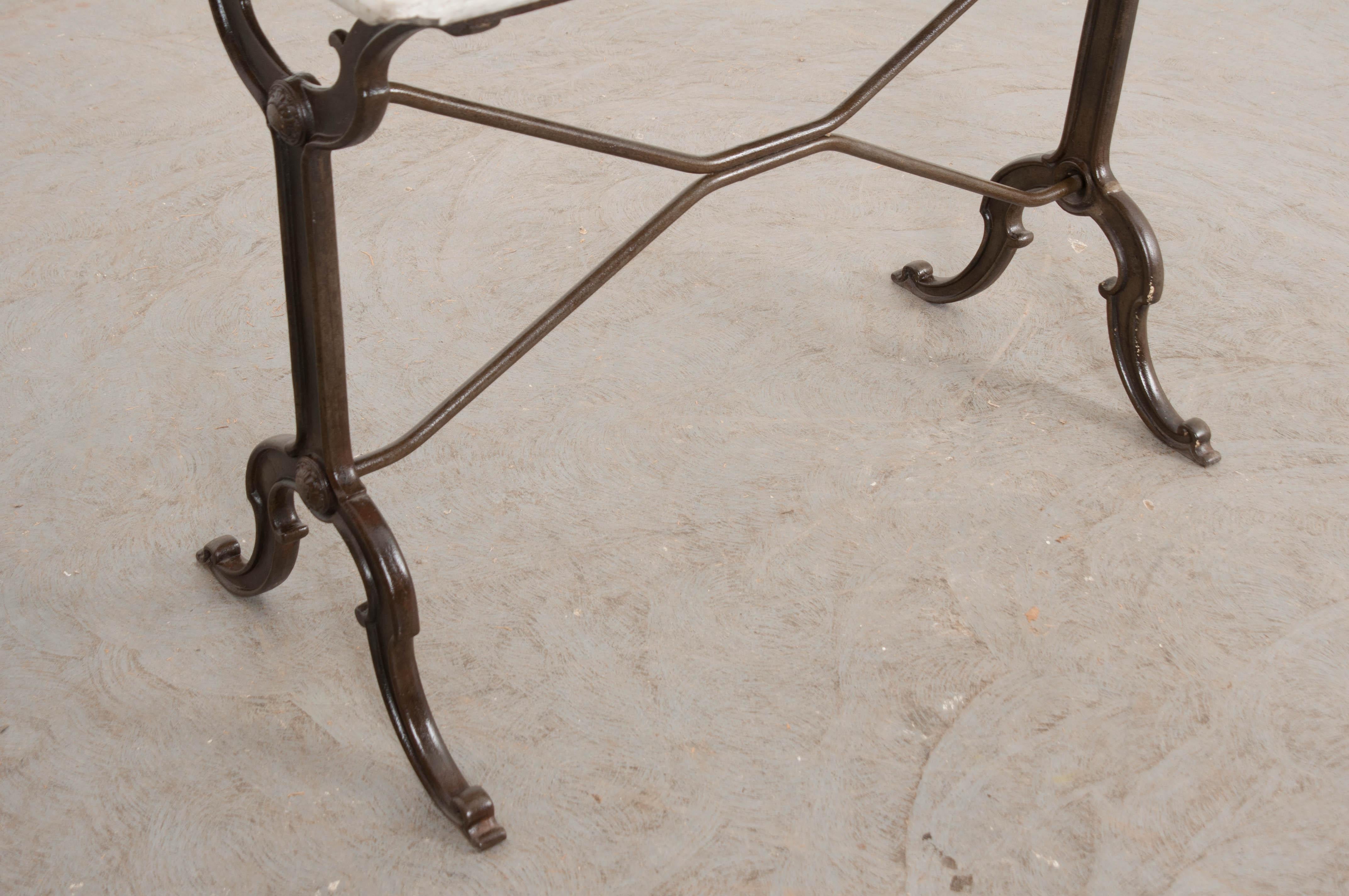 French 19th Century Marble-Top Garden Table 1