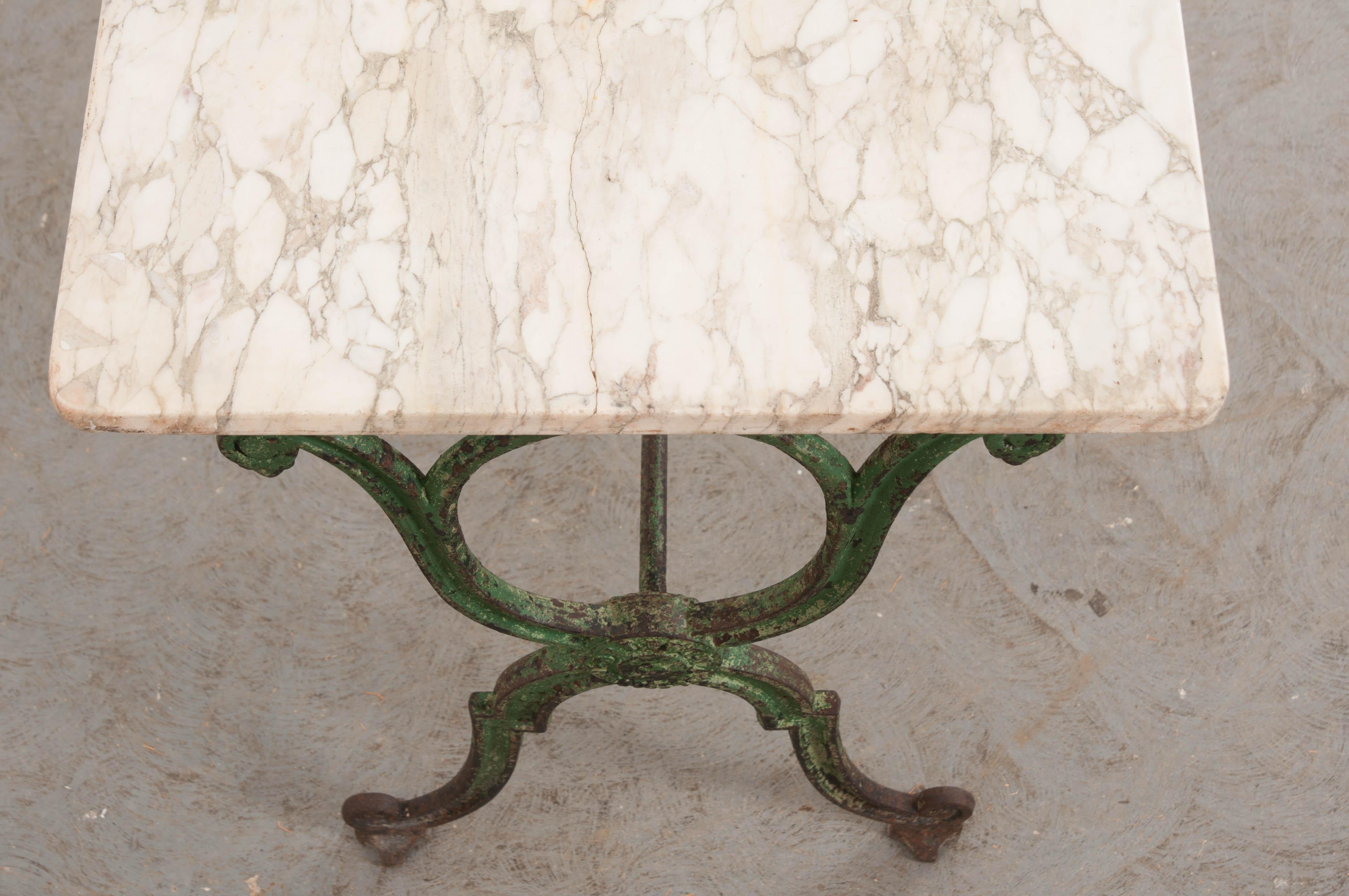 French 19th Century Marble-Top Garden Table 2