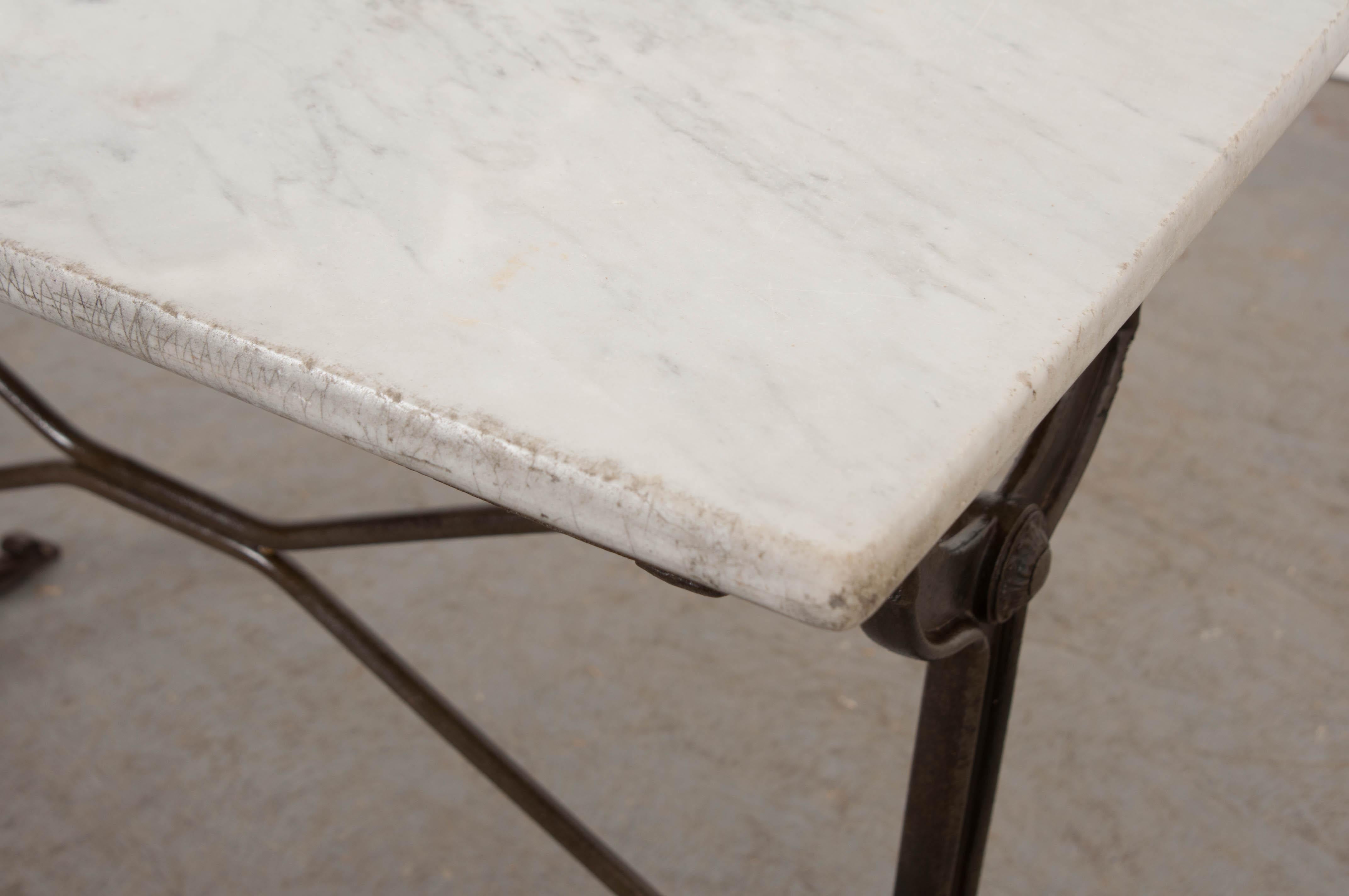 French 19th Century Marble-Top Garden Table 5