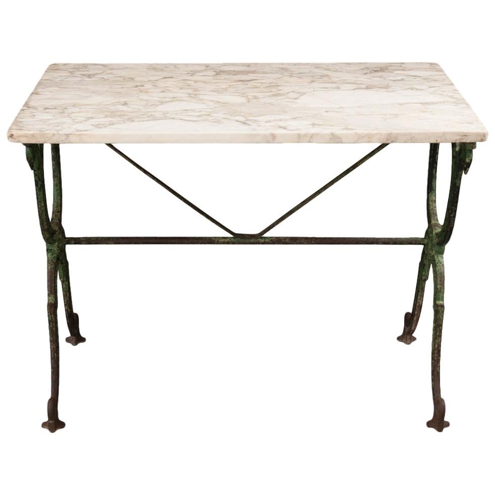 MarbleTop Iron Garden Tables For Sale at 1stDibs