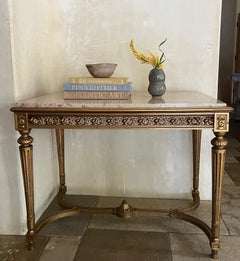 French 19th Century Marble Top Giltwood Table