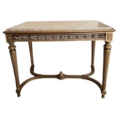 French 19th Century Marble Top Giltwood Table