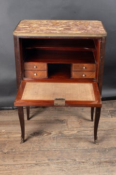French 19th Century Marble Top Miniature Secretaire a Abbatant, Fall Front Desk