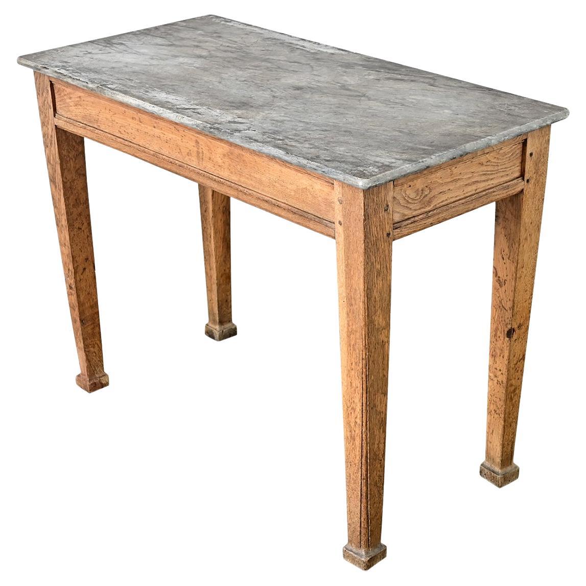 French 19th Century Marble Top Oak Console For Sale