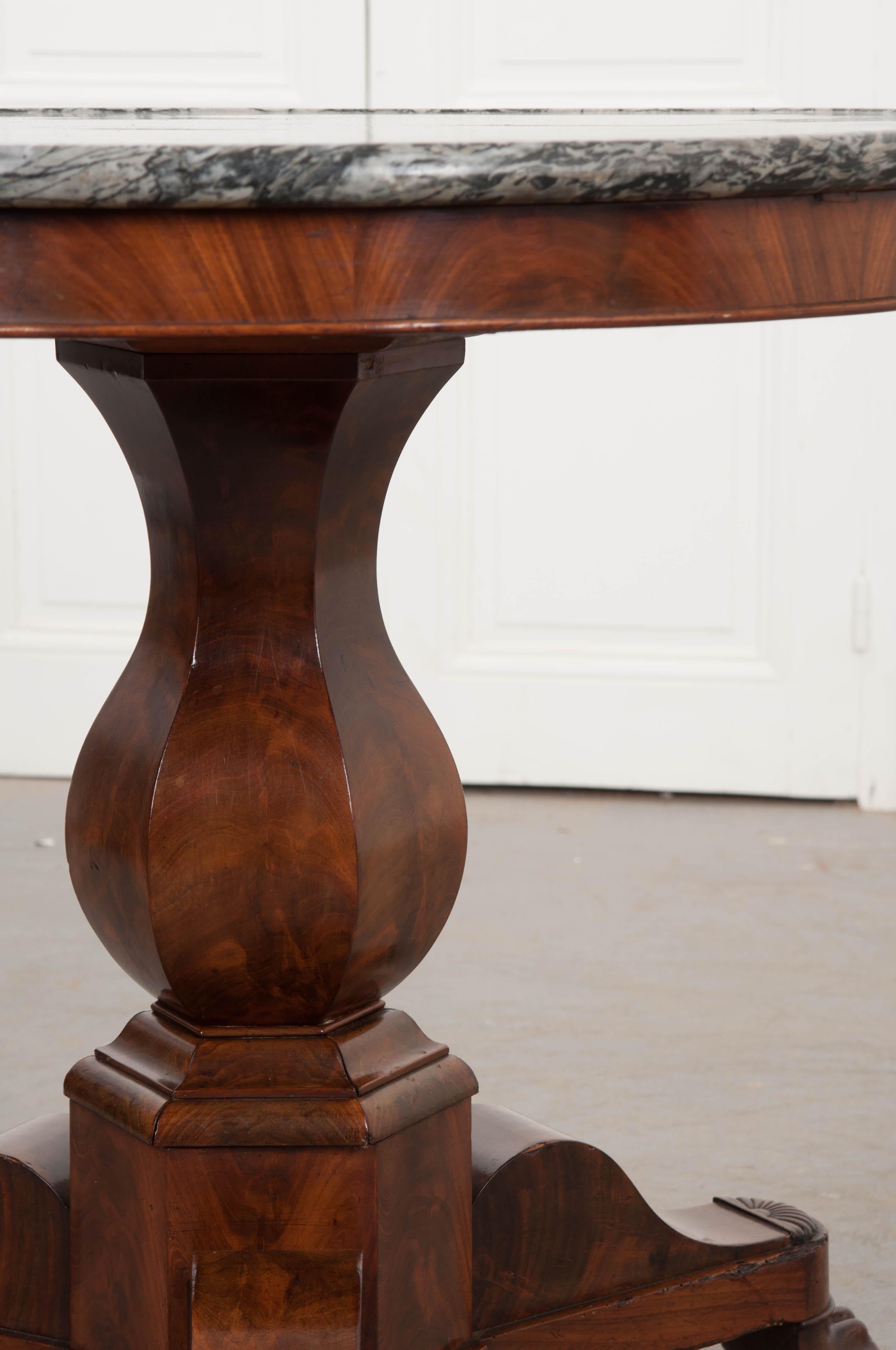 French 19th Century Marble-Top Restauration Style Mahogany Center Table 4