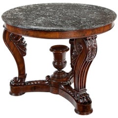 Antique French 19th Century Marble-Topped Louis Philippe Mahogany Centre Table