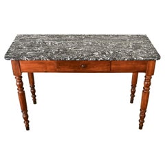 French 19th Century Marble & Walnut Bakery Table