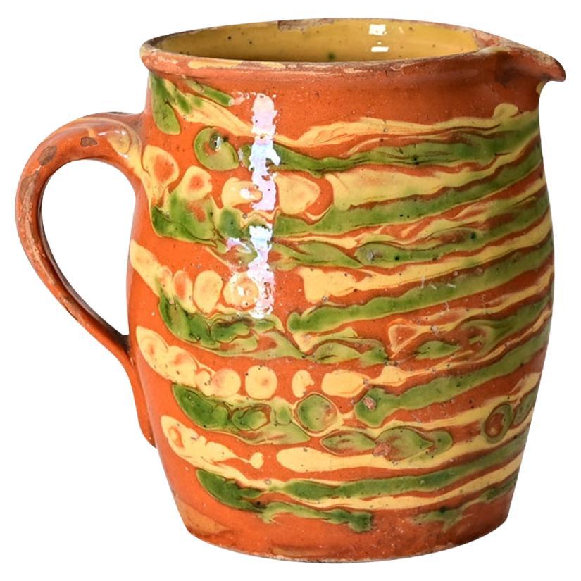 French 19th Century Marbled Glazed Pitcher For Sale