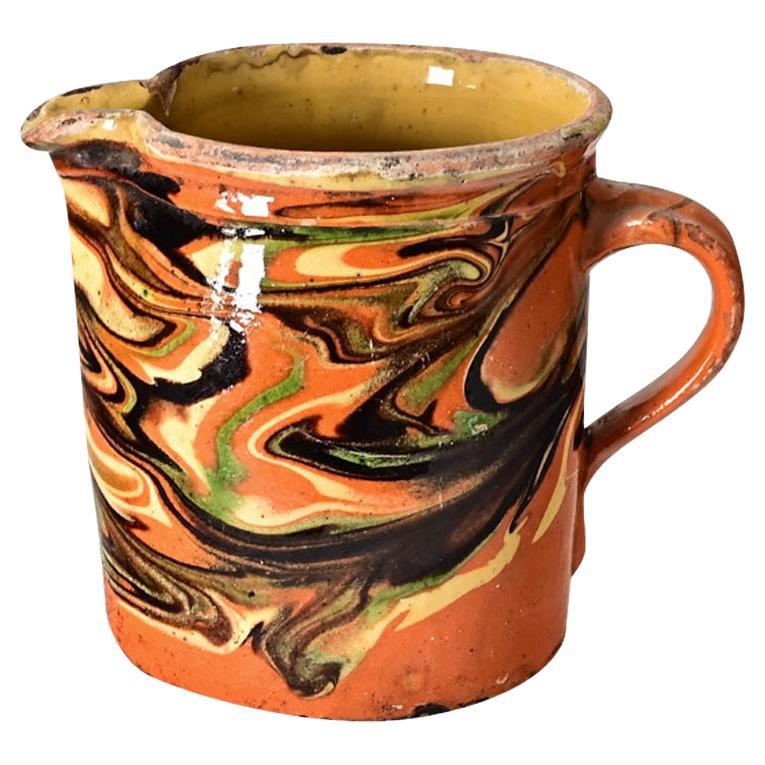French 19th Century Marbled Glazed Pitcher