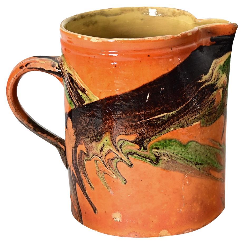 French 19th Century Marbled Glazed Pitcher For Sale