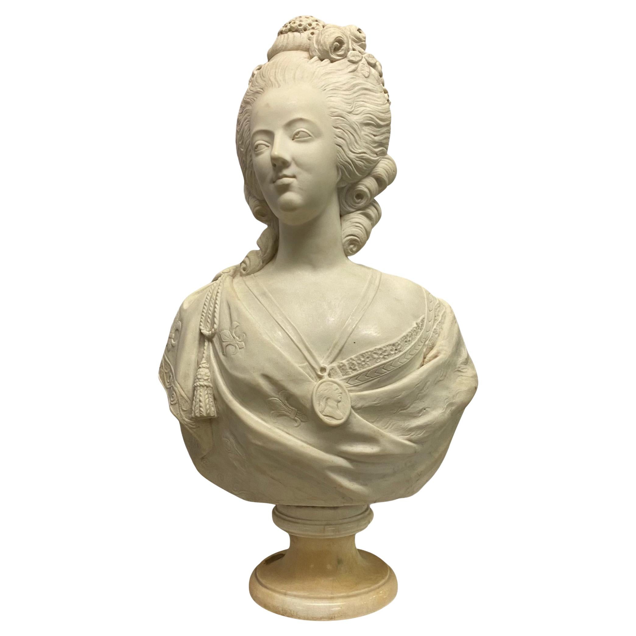 French 19th Century Marie Antoinette Marble Bust