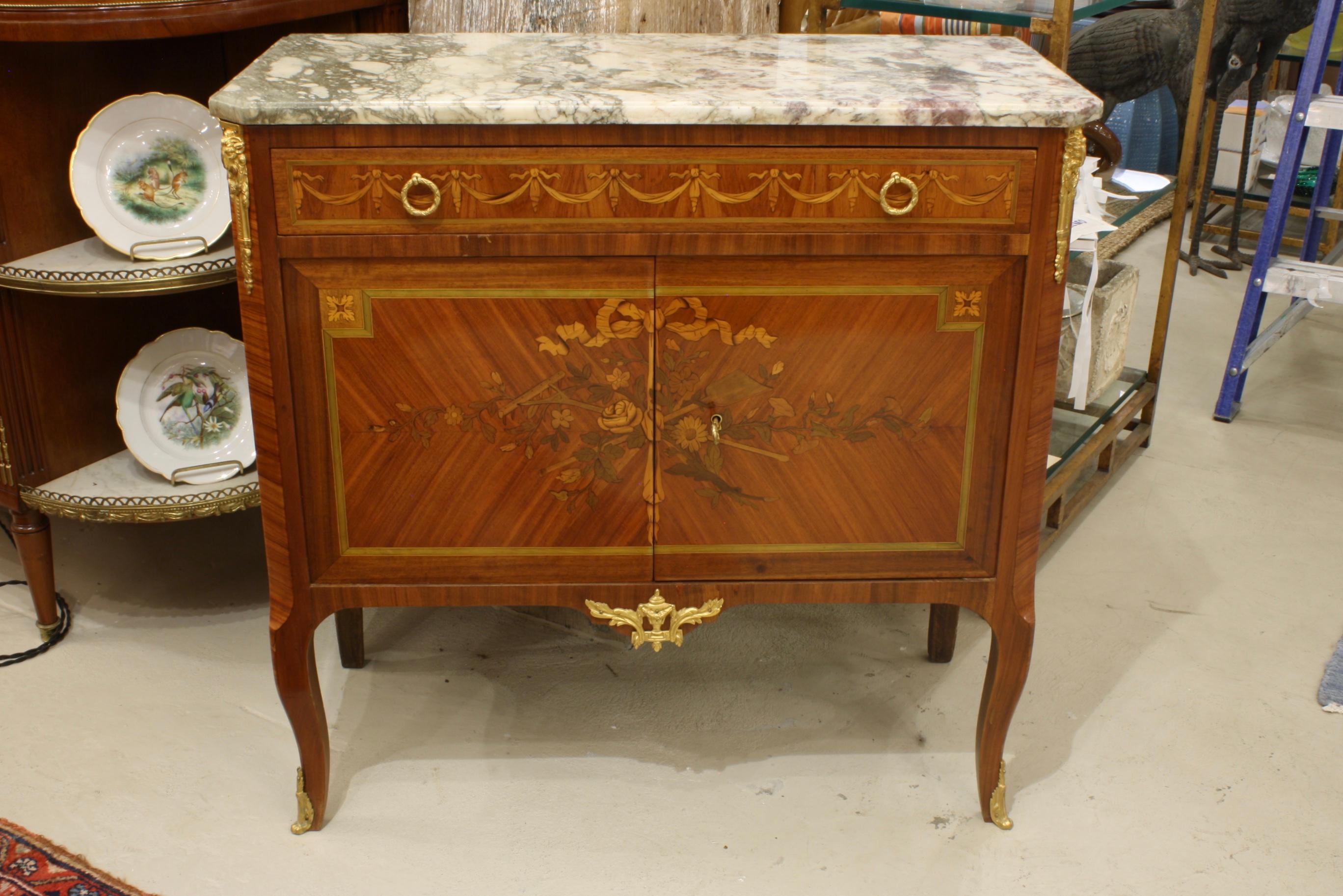 Napoleon III French 19th Century Marquetry Commode with Marble Top