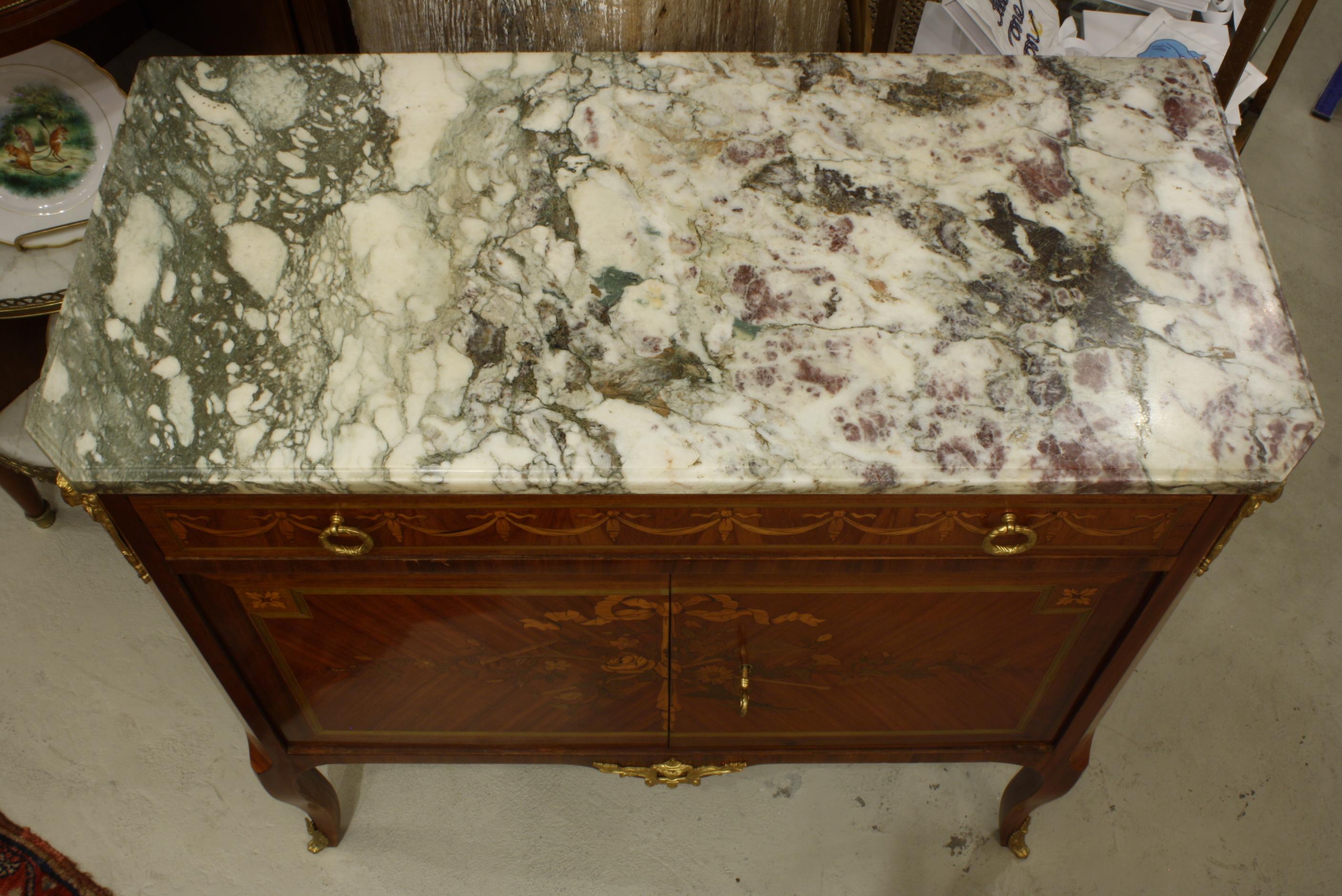 French 19th Century Marquetry Commode with Marble Top 4