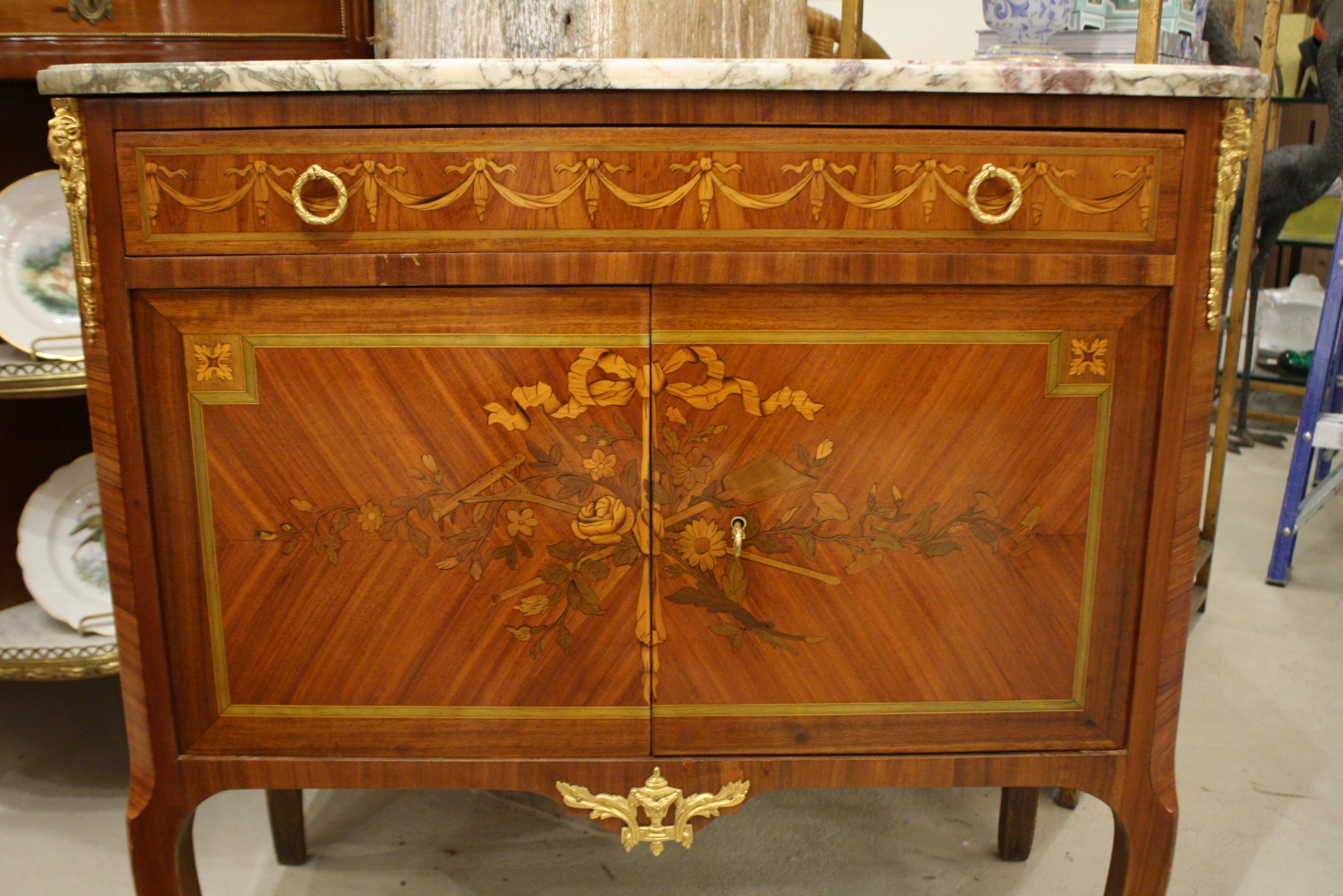 French 19th Century Marquetry Commode with Marble Top 4