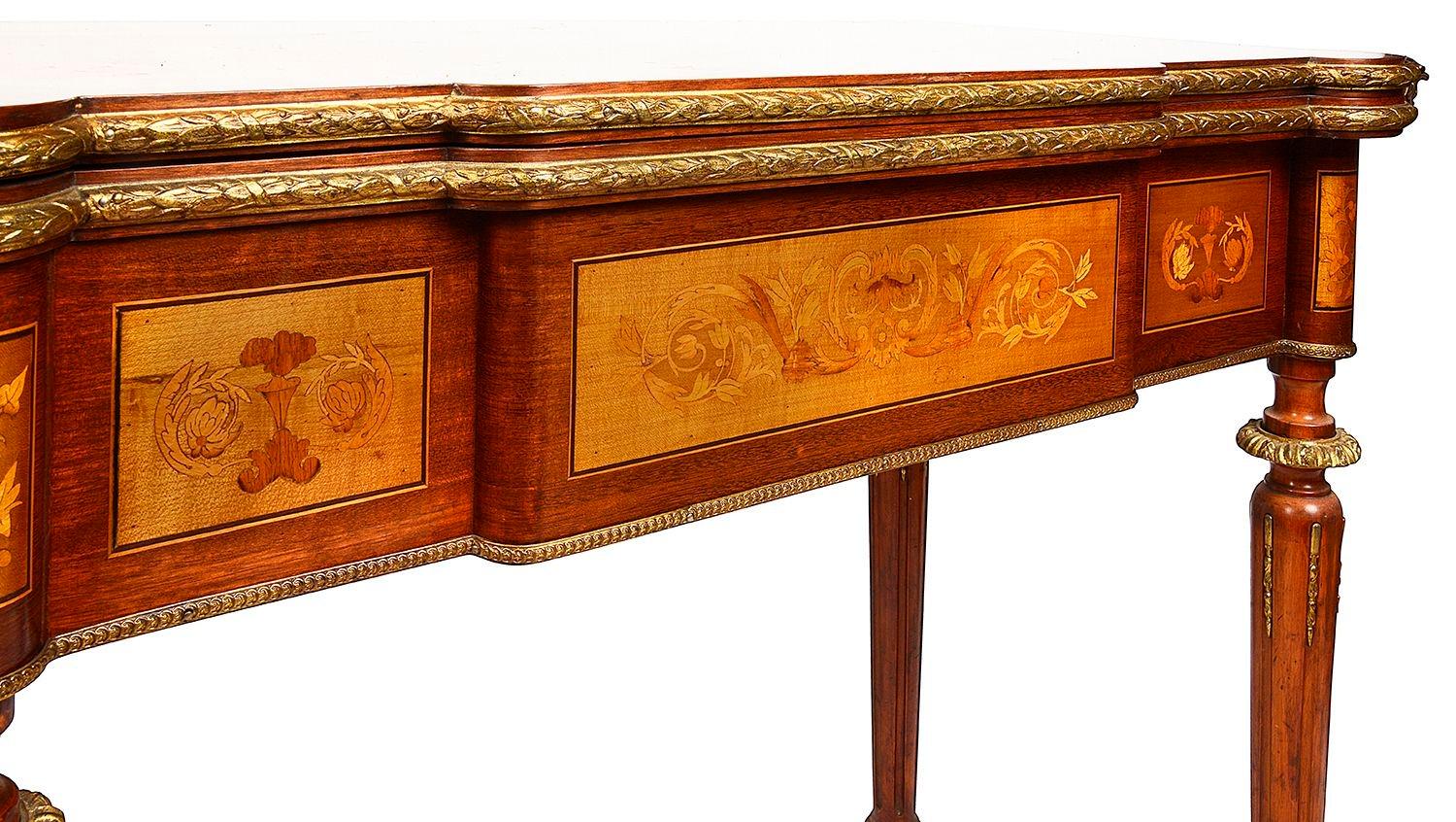 Mahogany French 19th Century marquetry inlaid card table. For Sale