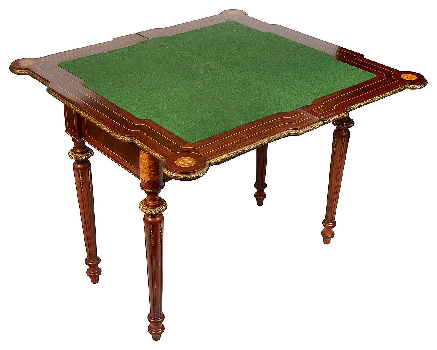 French 19th Century marquetry inlaid card table. For Sale 1