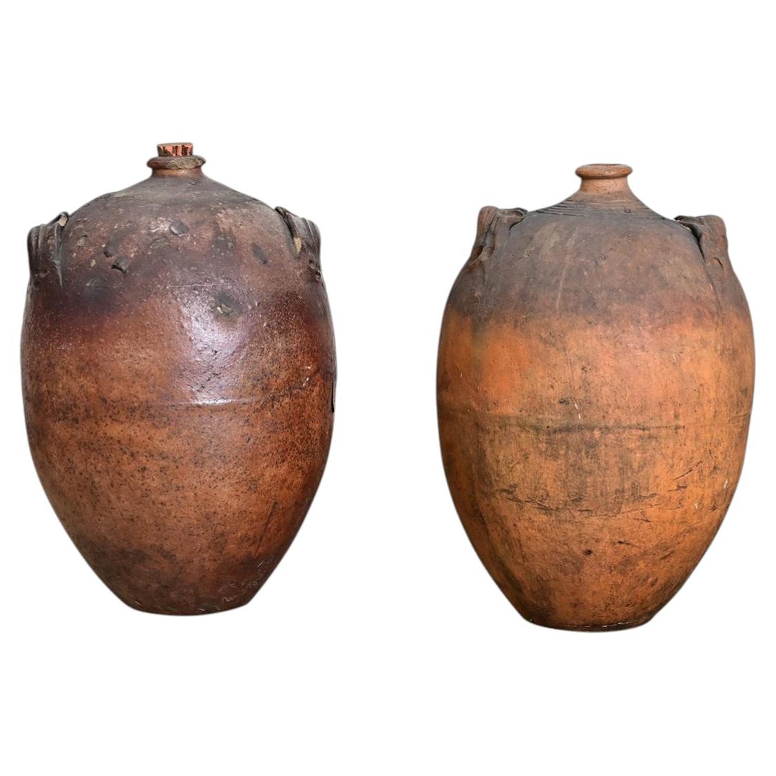Vasetti da olio in ceramica massiccia del XIX secolo francese