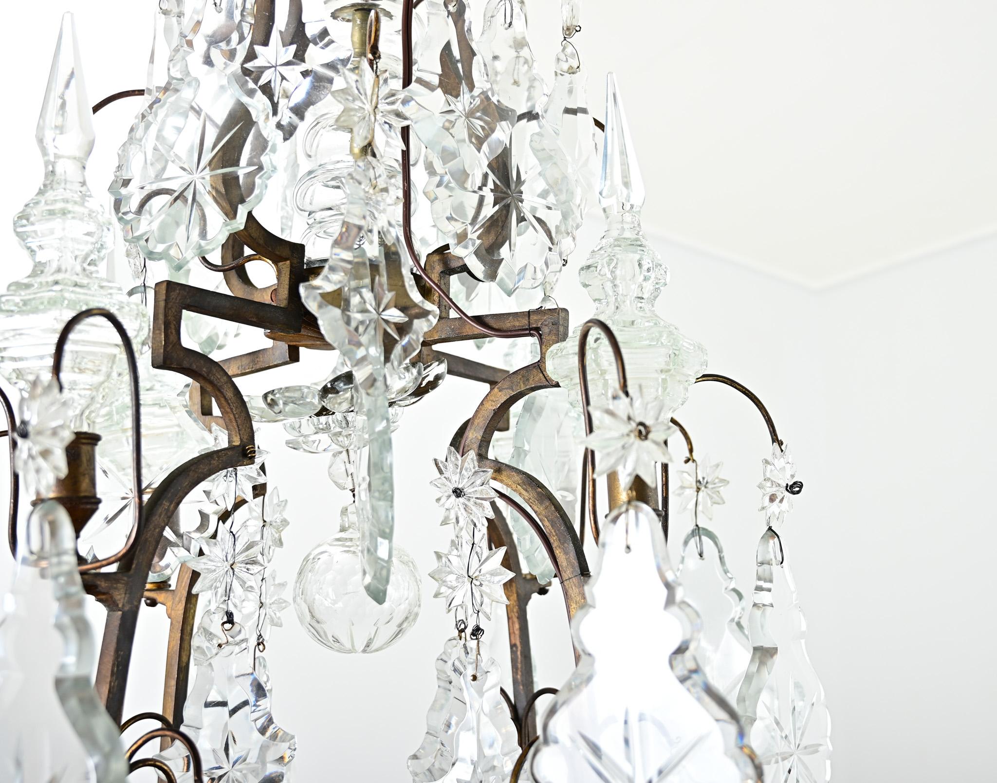 Bronze French 19th Century Massive Crystal Chandelier For Sale