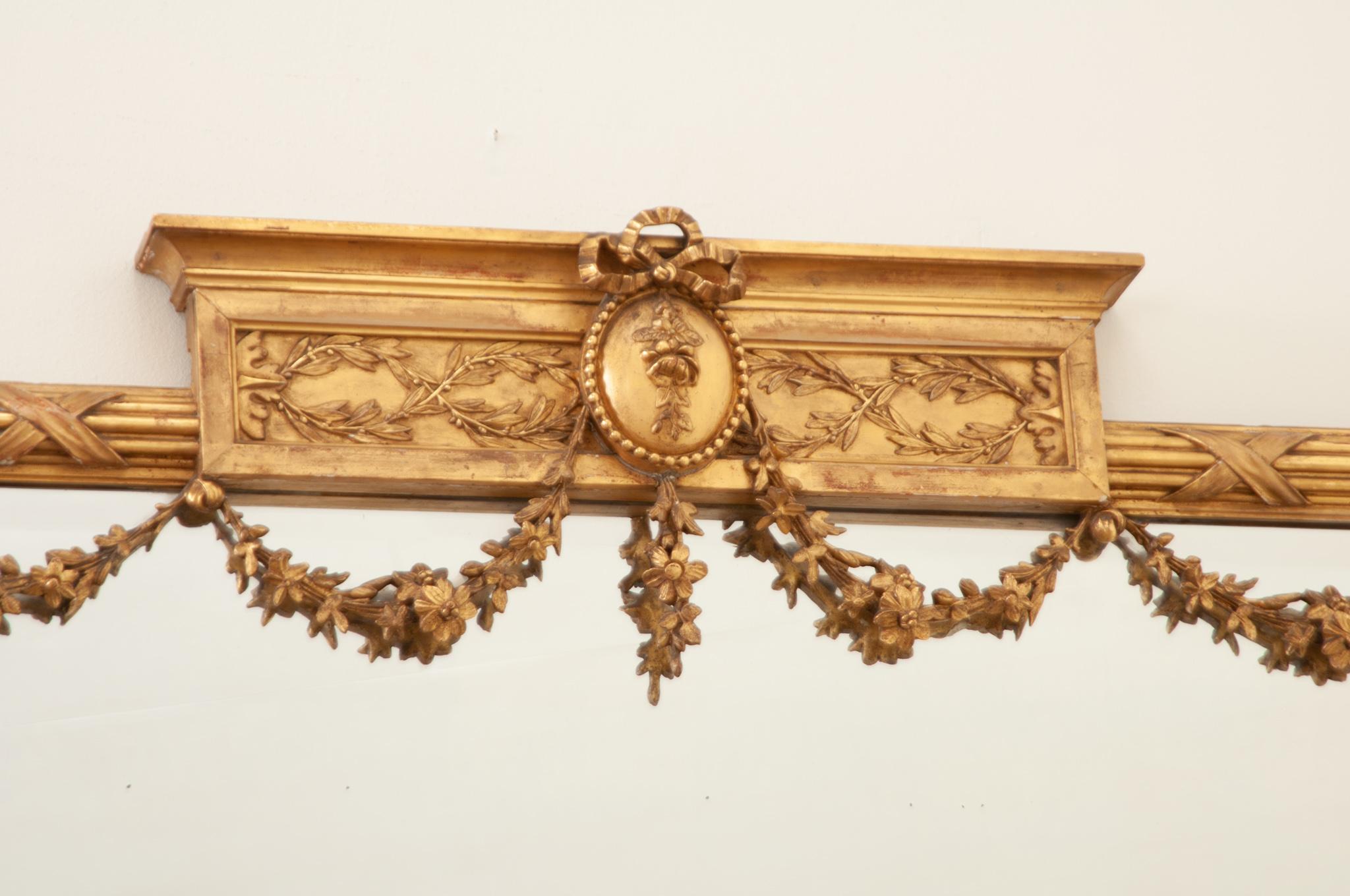 French 19th Century Massive Louis XVI Giltwood Mirror 2