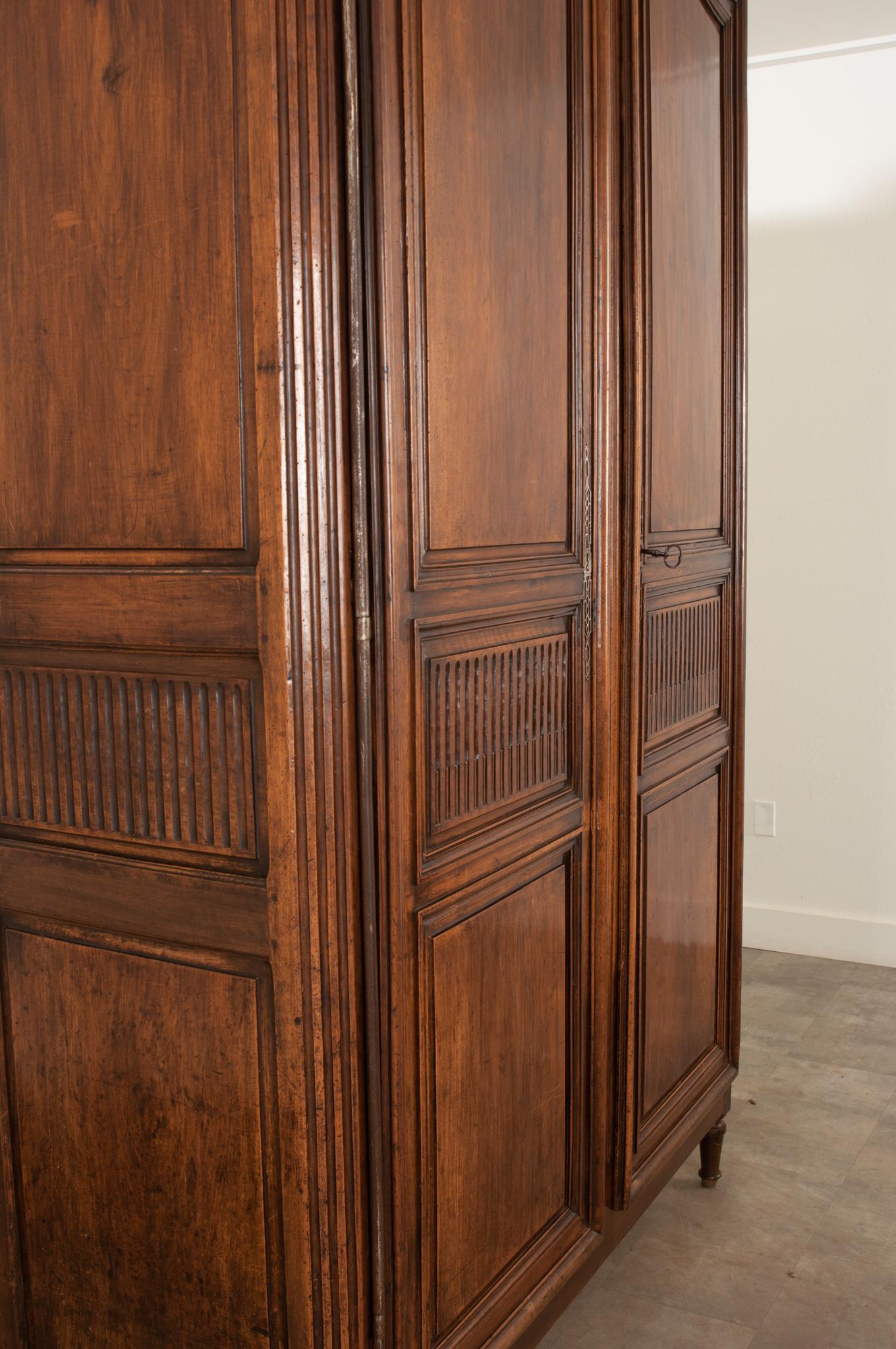French 19th Century Massive Solid Walnut Armoire 4