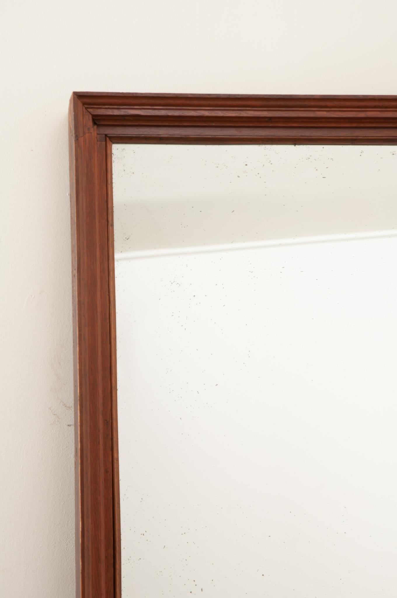 Woodwork French 19th Century Massive Walnut Mantel Mirror For Sale