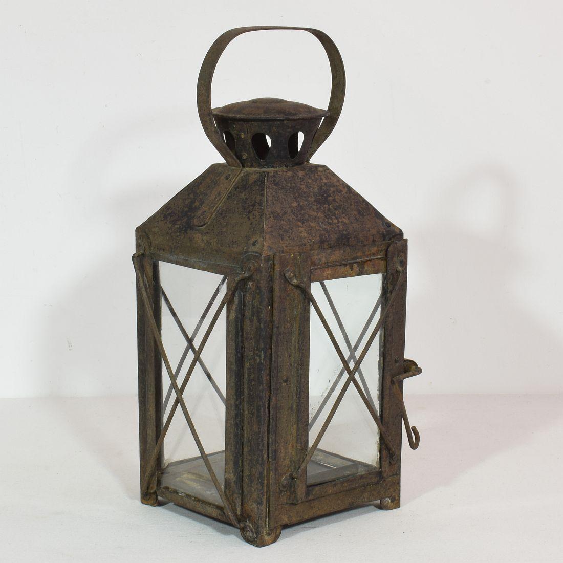 Iron French, 19th Century, Metal Lantern