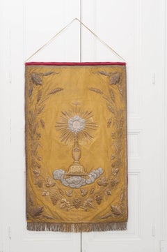 French 19th Century Metallic Embroidered Religious Banner