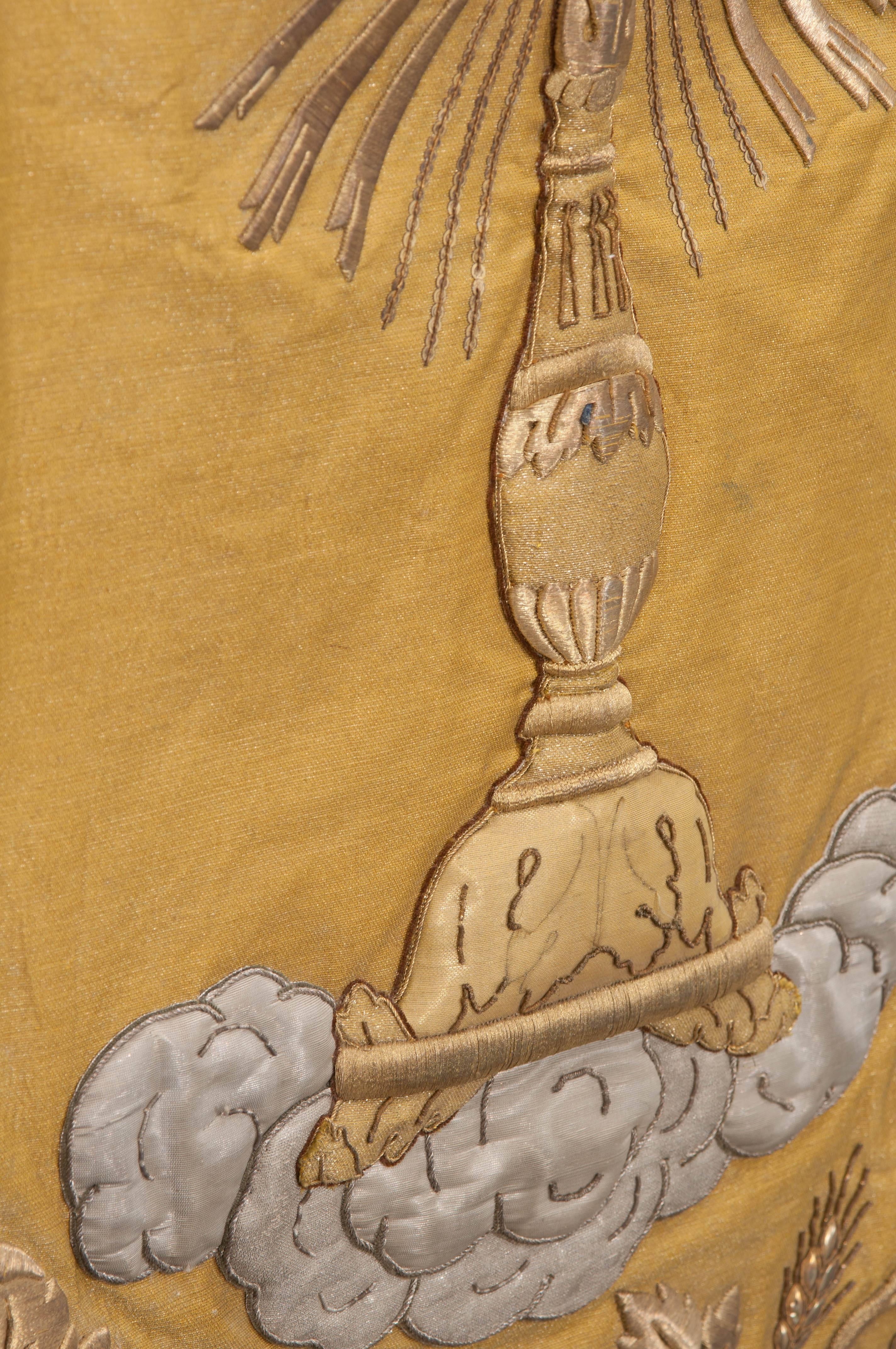 French 19th Century Metallic Embroidered Religious Banner 2