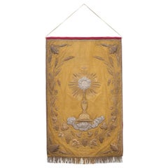 Used French 19th Century Metallic Embroidered Religious Banner