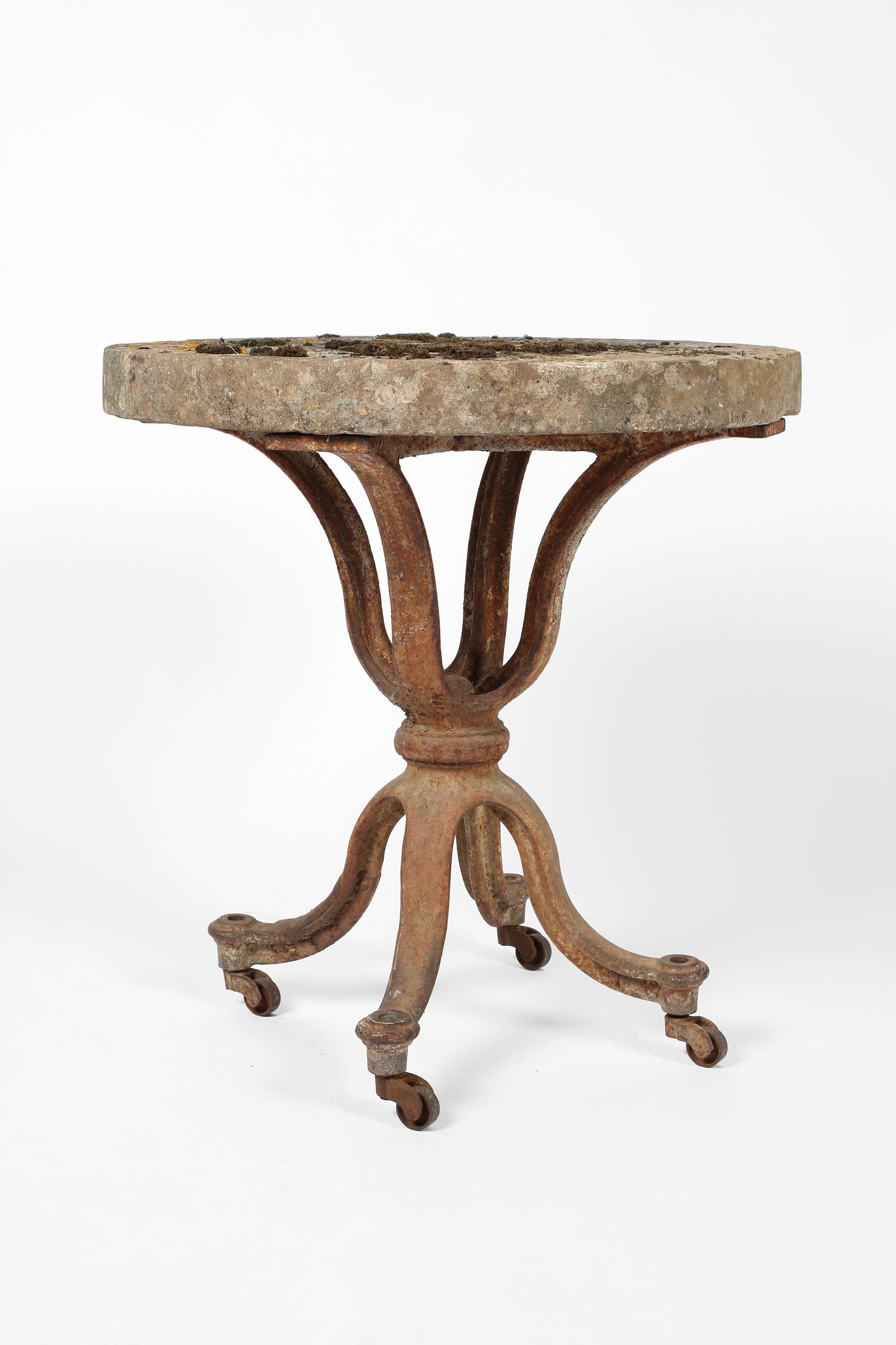 French 19th Century Millstone Cast Iron Pedestal Table In Distressed Condition For Sale In London, GB