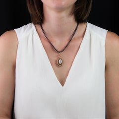 French 19th Century Miniature Fine Pearl 18 K Rose Gold Pendant