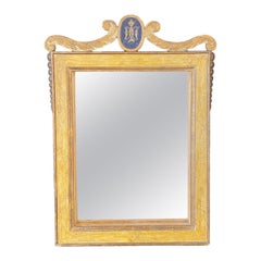 Miroir français du 19ème siècle avec peinture dorée d'origine et crête Regency