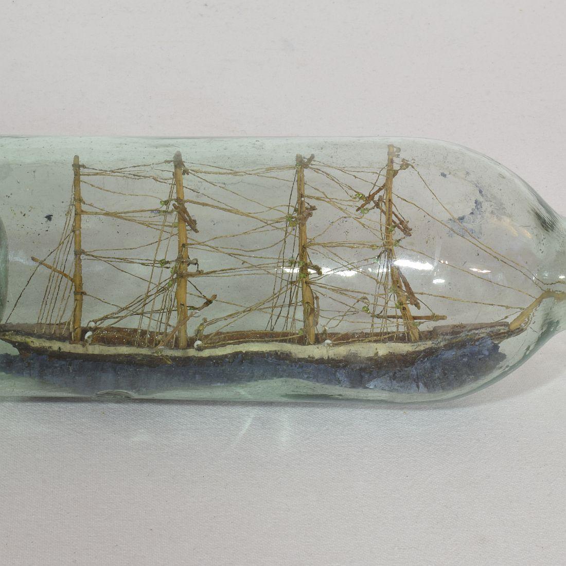 French, 19th Century, Model Ship in a Glass Bottle 5