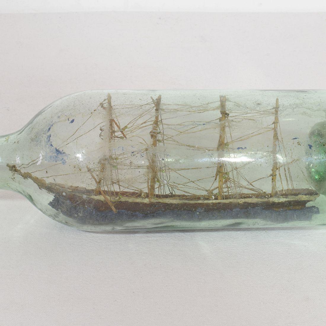 French, 19th Century, Model Ship in a Glass Bottle 6