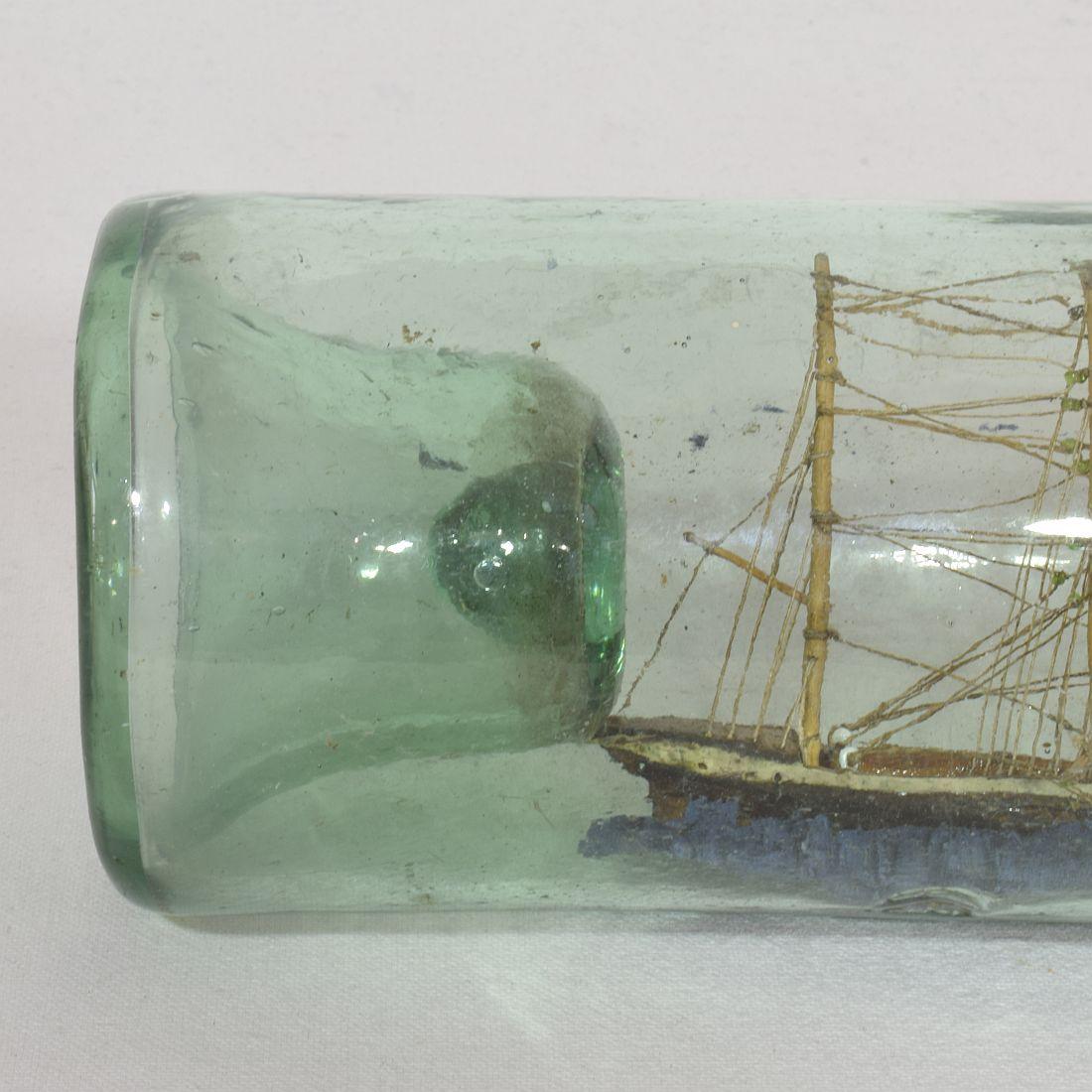 French, 19th Century, Model Ship in a Glass Bottle 7
