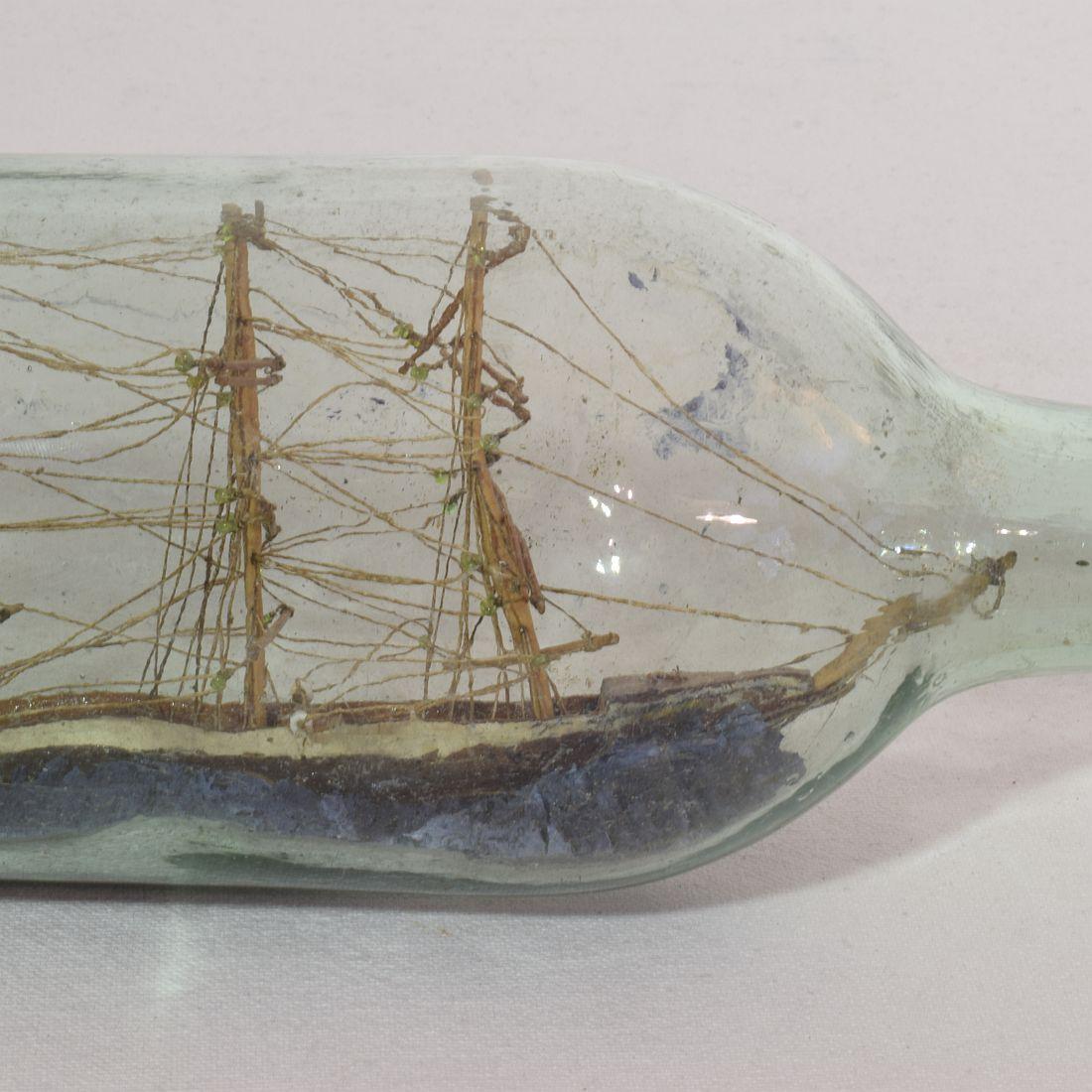 French, 19th Century, Model Ship in a Glass Bottle 9