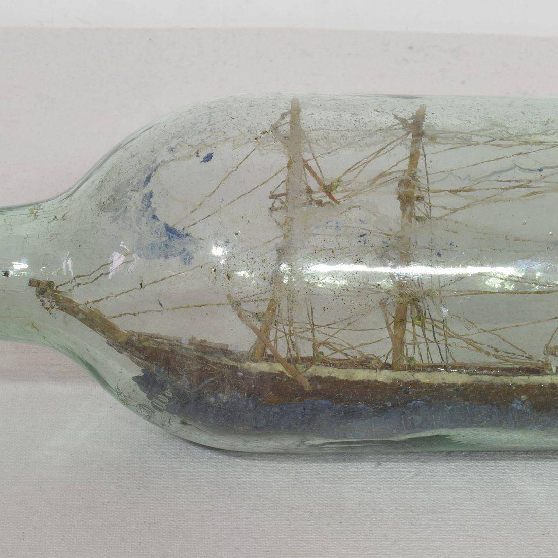 French, 19th Century, Model Ship in a Glass Bottle 12