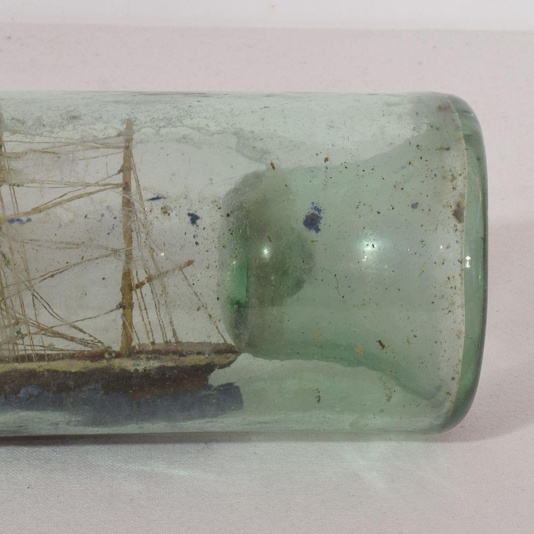 French, 19th Century, Model Ship in a Glass Bottle 14