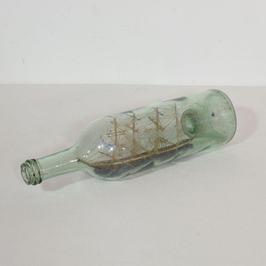 French, 19th Century, Model Ship in a Glass Bottle 1