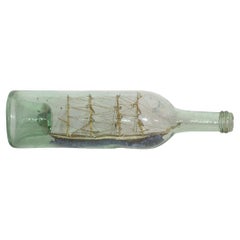 French, 19th Century, Model Ship in a Glass Bottle