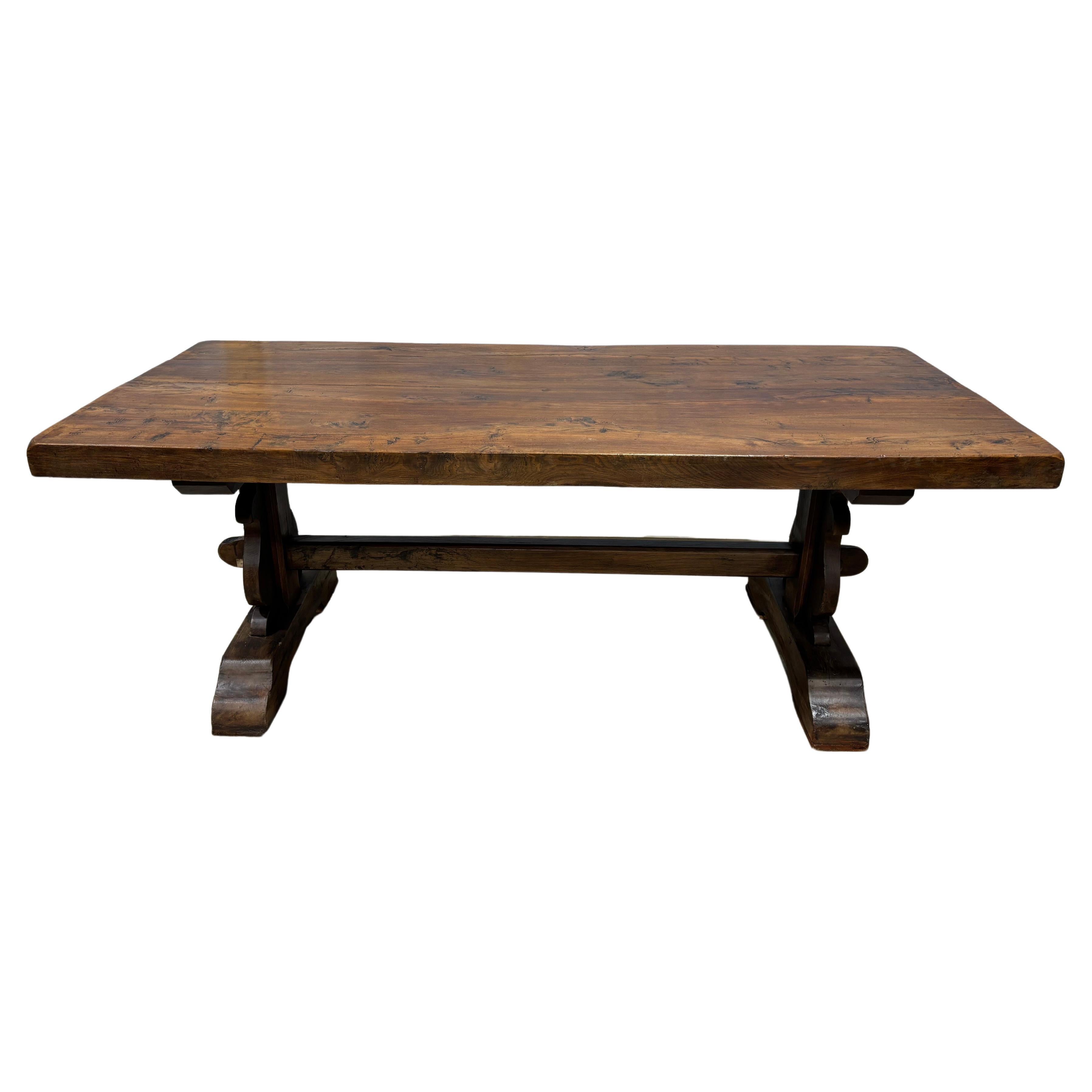 Wonderful thick and strong table made of walnut.