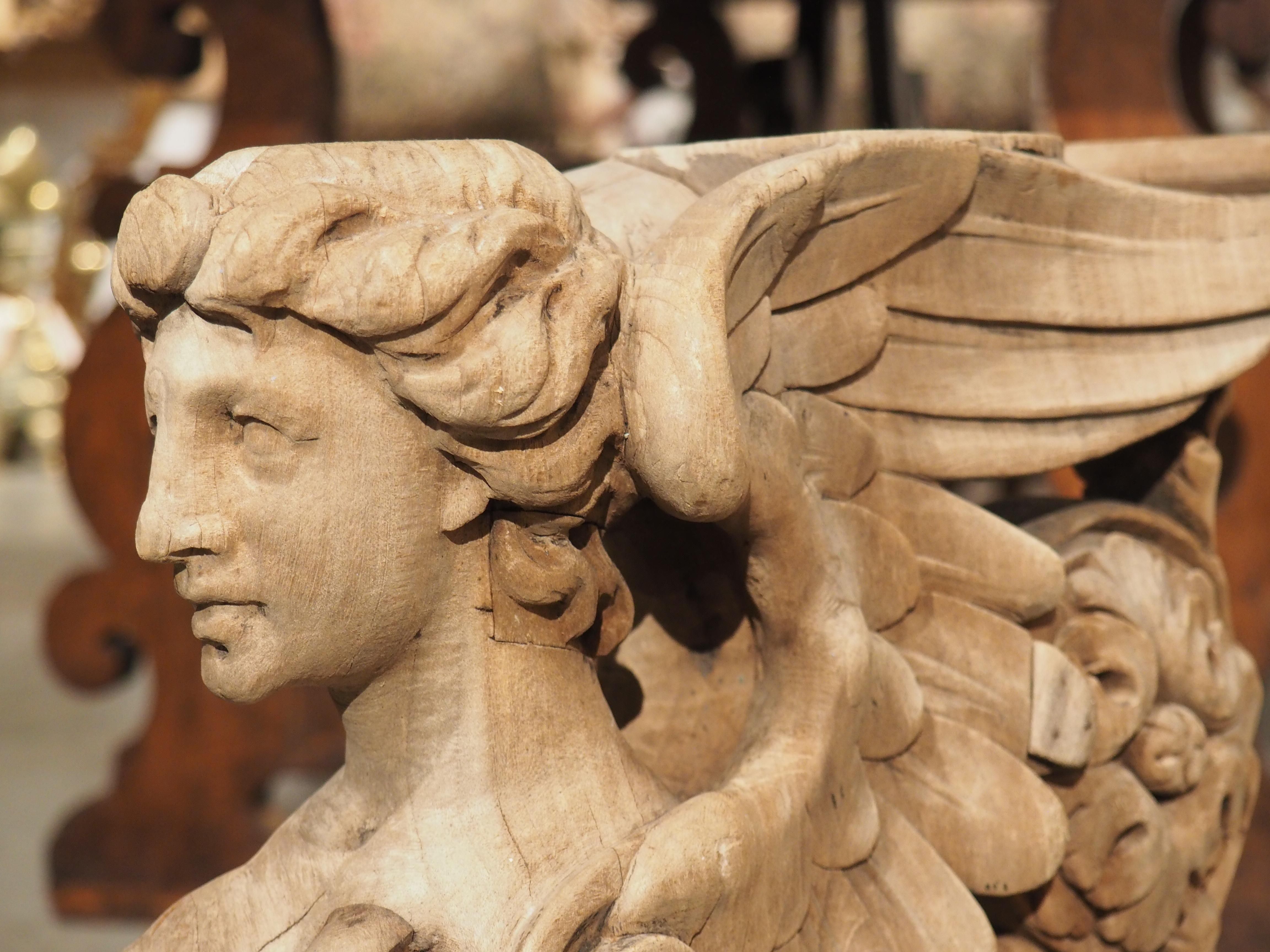 Neoclassical French, 19th Century Mounted Carving of a Winged Mythological Figure