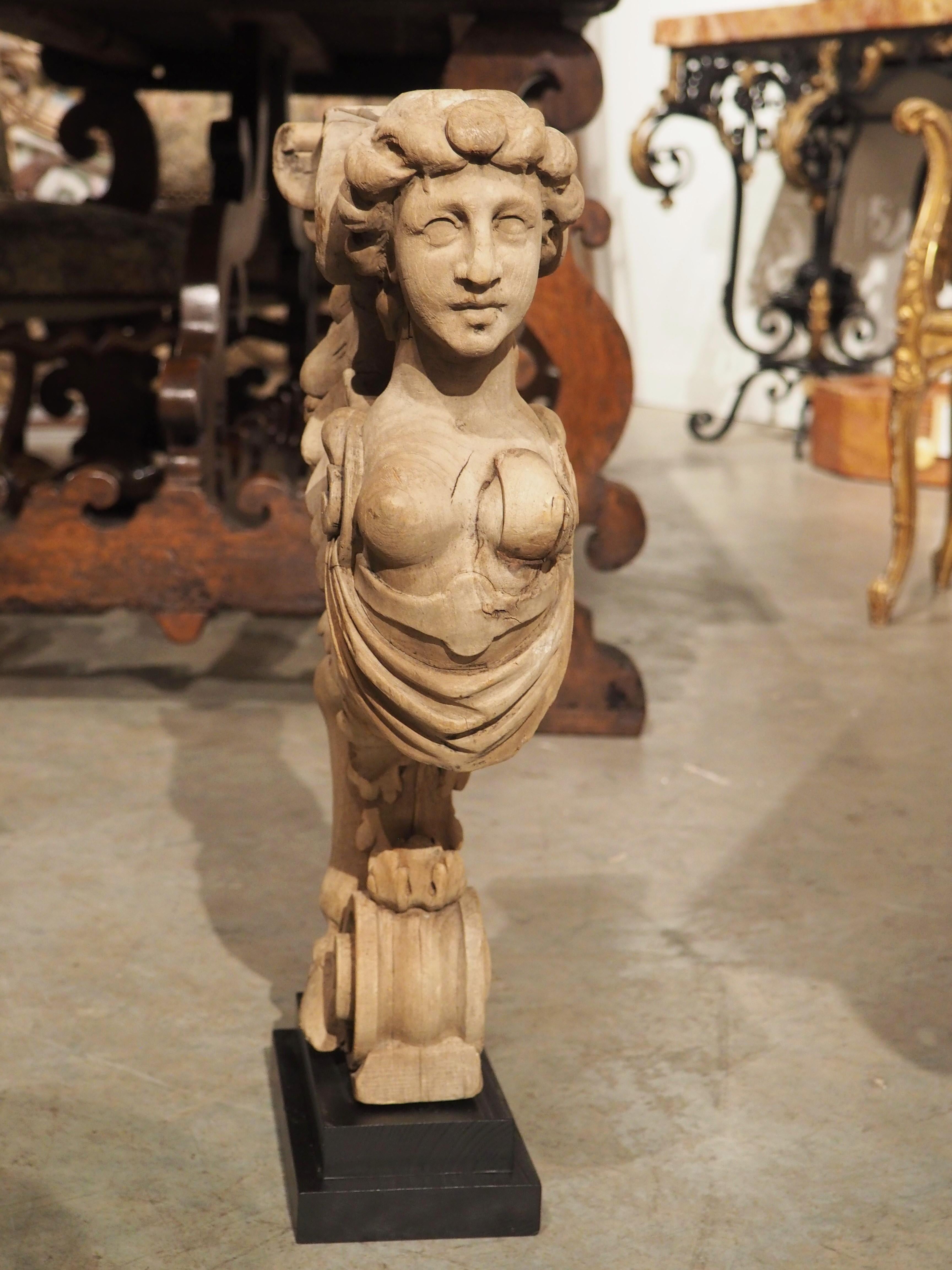 Wood French, 19th Century Mounted Carving of a Winged Mythological Figure