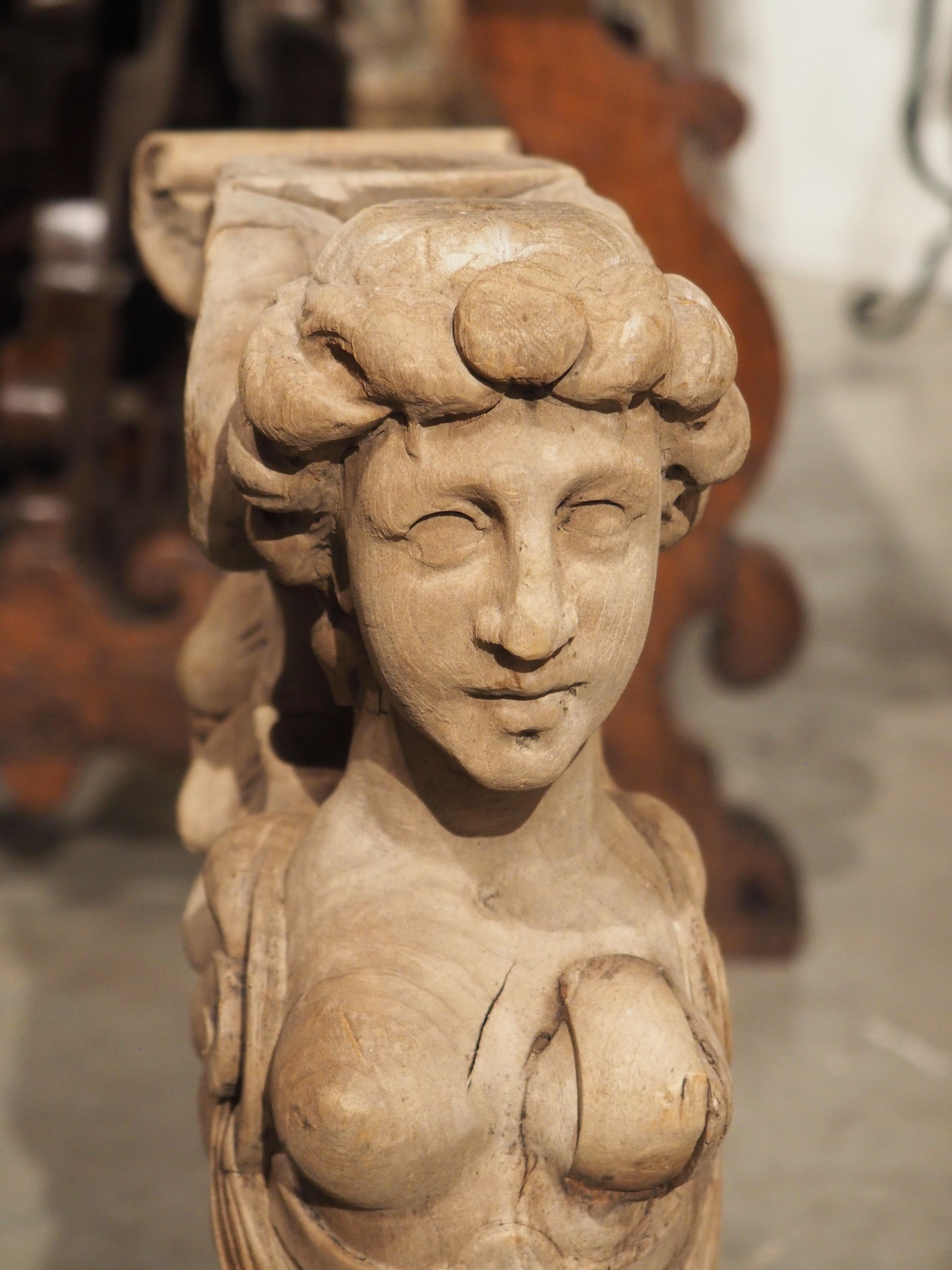 French, 19th Century Mounted Carving of a Winged Mythological Figure 1