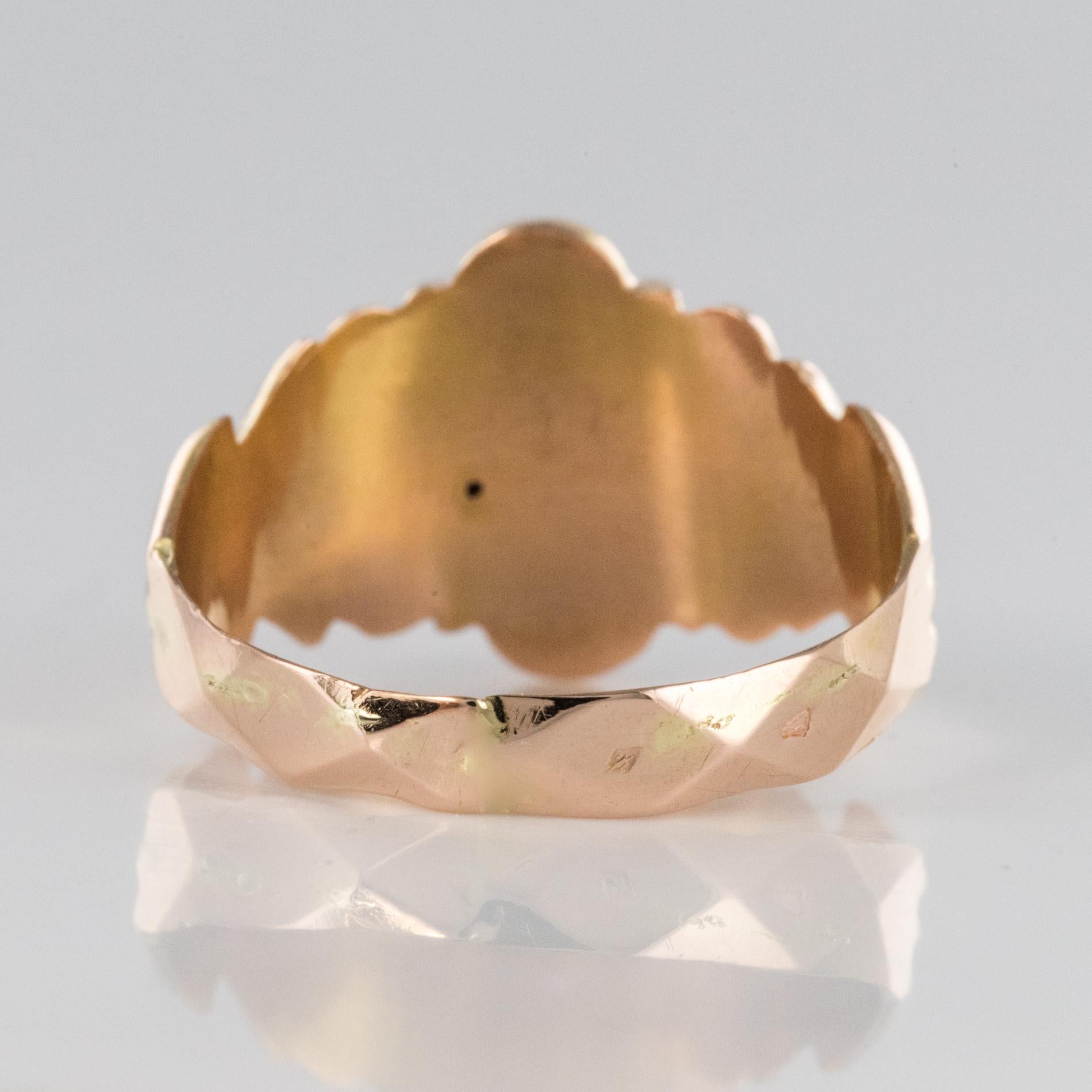 French 19th Century Napoleon 3 Enamelled 18 Karat Rose Gold Unisex Ring 8